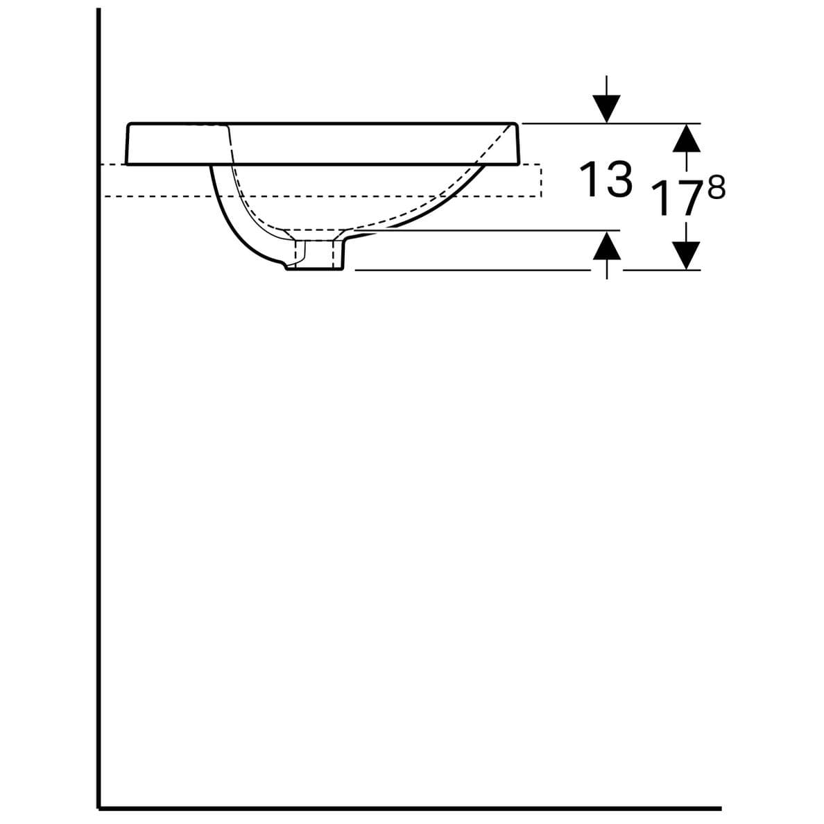  Geberit Zápustné umývadlo 48 cm krúhle, s otvorom pre batériu, bez prepadu, Geberit VariForm G VariForm umývadlo zápustné, okrúhle, 48 cm, s otvorom pre batériu, bez prepadu