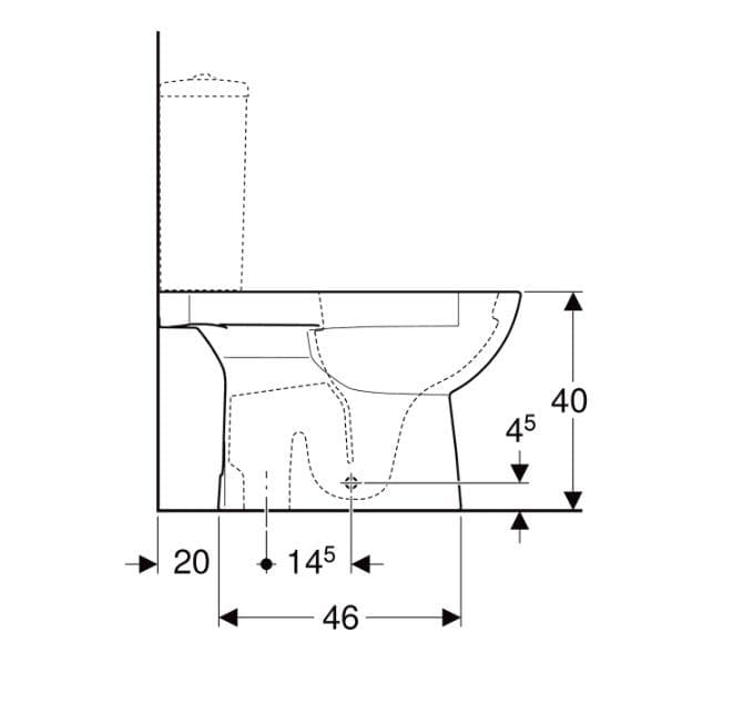  Geberit WC misa Geberit Selnova, pre splachovaciu nádržku umiestnenú na wc mise, dĺžka 66.5 cm G Selnova stojacie WC zvislý odtok, T = 66.5 cm