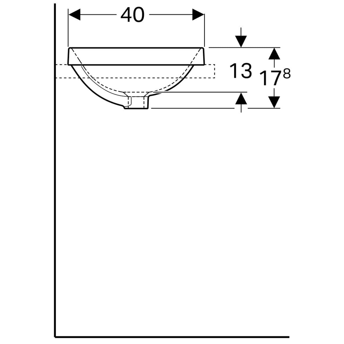  Geberit Zápustné umývadlo 60 x 40 cm elipsovité, bez prepadu, Geberit VariForm G VariForm umývadlo zápustné, elipsovité, 60 cm, bez prepadu