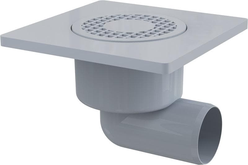 APV3 Podlahová vpust 150×150/50 mm bočná, mriežka šedá, vodná zápachová uzávera
