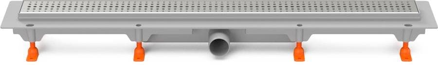 CH 750 B - Podlahový žľab plastový, dĺžka 750 mm, s bočným odtokom D40, nerezová mriežka BASIC lesklá