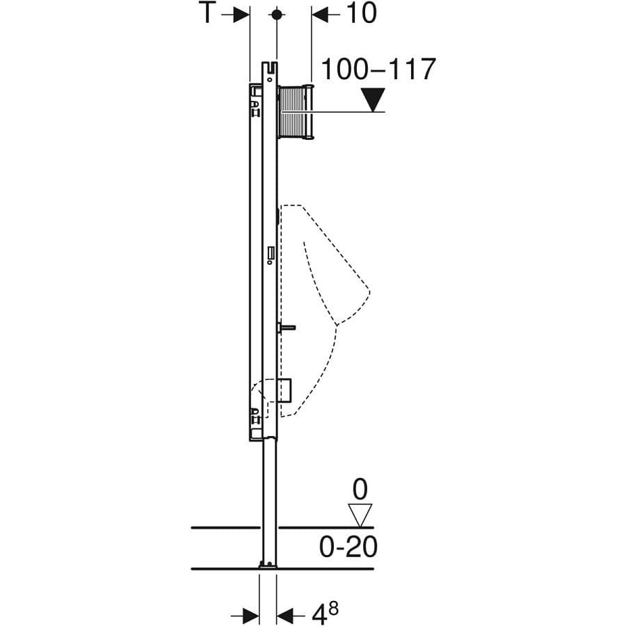  Geberit Inštačný prvok Geberit Duofix pre pisoár, 112–130 cm, uni, s ovládaním splachovania pisoárov Basic G Montážny prvok DuofixBasic pre pisoár s ovládaním HyBasic, matný