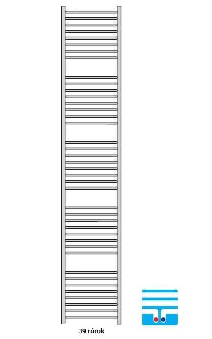  Očenášek BND300-1850MM kúpeľňový radiátor rovný biely, šírka 300 mm, výška 1850 mm, stredové pripojenie REBRIK ROVNY 300-1850 stredove prip.