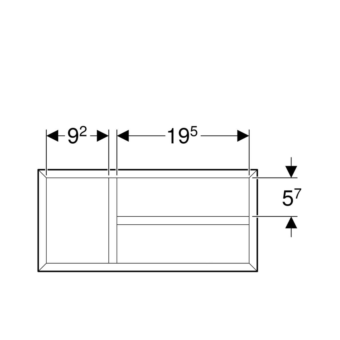  Geberit Priehradka do zásuvky Geberit Group, rozdelenie v tvare T: B = 32.3 cm, H = 5.9 cm, T = 15 cm, Láva G Geberit Group priehradka do zásuvky, rozdelenie v tvare T, Láva