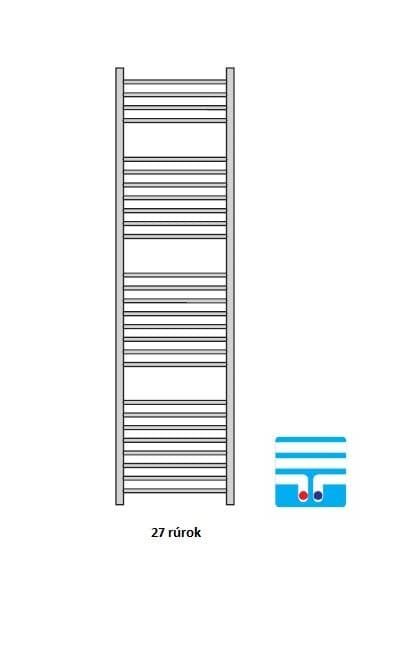  Očenášek BXD600-1300MM kúpeľňový radiátor oblý biely, šírka 600 mm, výška 1300 mm, stredové pripojenie REBRIK OBLY 600-1300 biely - stredové pripojenie