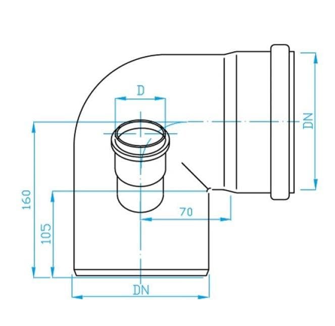  Plast Brno HT koleno d 110 mm s odbočkou d 50 mm - ĽAVÉ pre vnútorný odpad (HTB koleno) HT-KOLENO 110 s odb.DN50"L" CKLA853   PB
