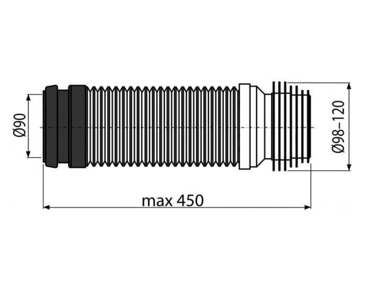  Alca Flexi prípojka k WC DN90/110 M9006 AL-FLEXI K WC 90/110 max. 450