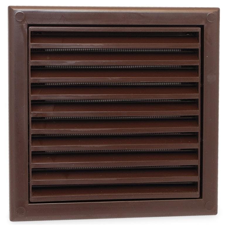 MV 100s brown - štvorhranná vetracia plastová mriežka, 154 x 154  mm, hnedá