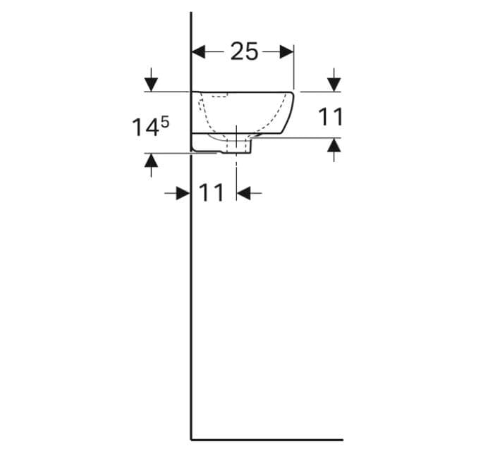  Geberit Malé umývadlo 45 x 25 cm, s otvorom, odkladacia plocha vpravo, Geberit Selnova Compact G malé umývadlo 45 x 25 cm Geberit Selnova Compact, s otvorom, plocha vpravo
