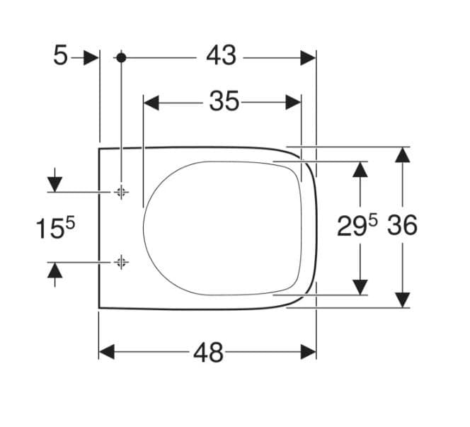  Geberit Závesné WC Geberit  Selnova Compact skrátené vyloženie 48 cm, hranatý dizajn G Selnova Compact WC závesné skrátené vyloženie 48cm , hranatý dizajn