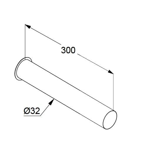  KLUDI Rúra odtoková rovná, 845 025 05-00, s lemovaným okrajom, 32 x 300 mm KLUDI ODTOKOVA RURA S LEMOVANIM
