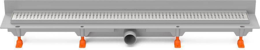 CH 850 B 2 - Podlahový žľab plastový ku stene, dĺžka 850 mm, bočný odtok D40, nerezová mriežka BASIC lesklá