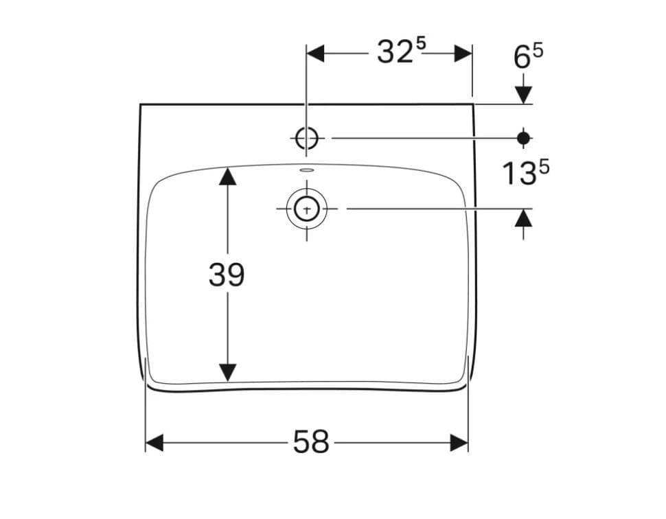  Geberit Bezbariérové umývadlo 65 cm Geberit Selnova Comfort, s otvorom pre batériu v strede, s prepadom G Bezbariérové umývadlo Geberit Selnova Comfort: B=65cm, T=55cm, Otvor pre batériu=V strede, Prepad=Viditeľné, Biela