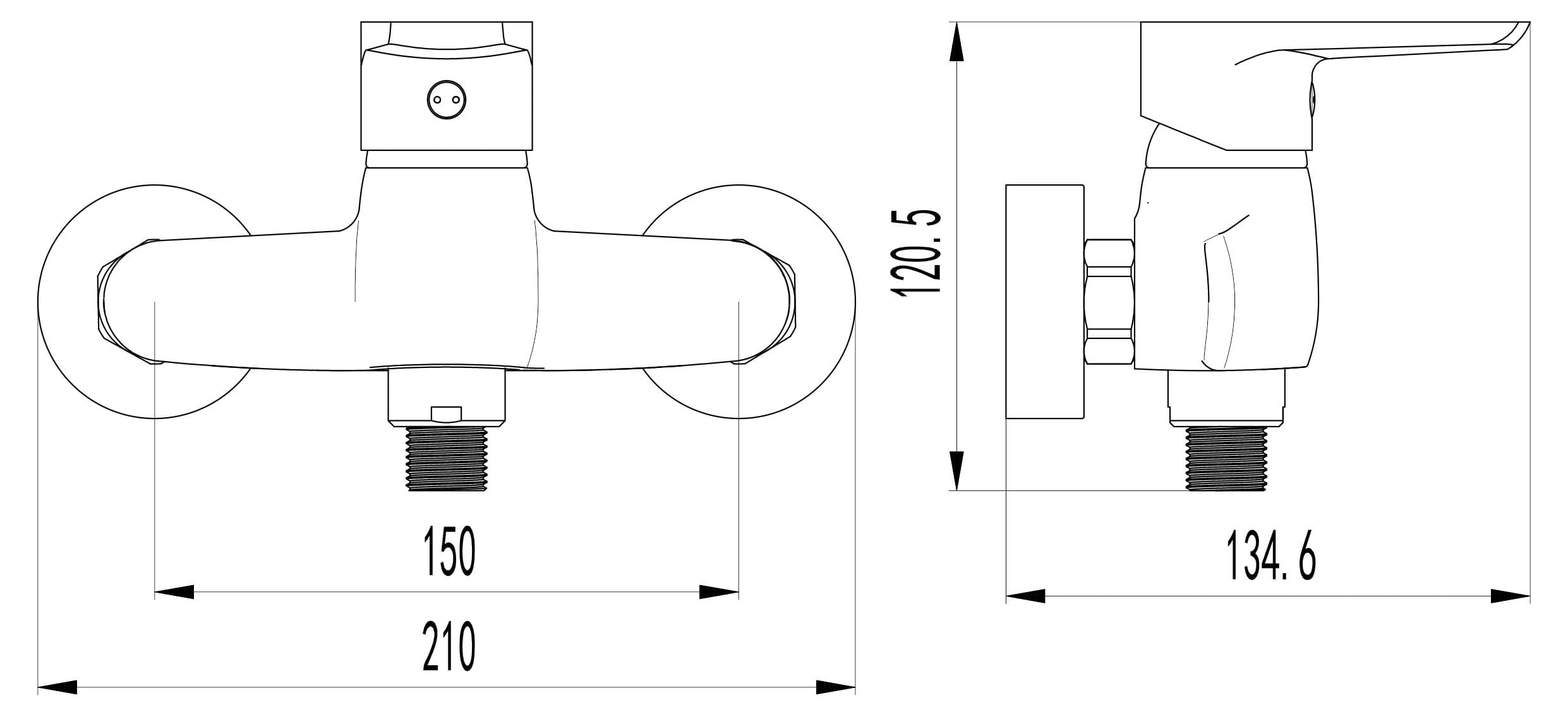  SAMTEK KB601 KLASIK sprchová batéria páková SAMTEK, na stenu 150 mm do kúpeľne, (bez príslušenstva) NeW KLASIK SPRCHOVA BAT. -150
