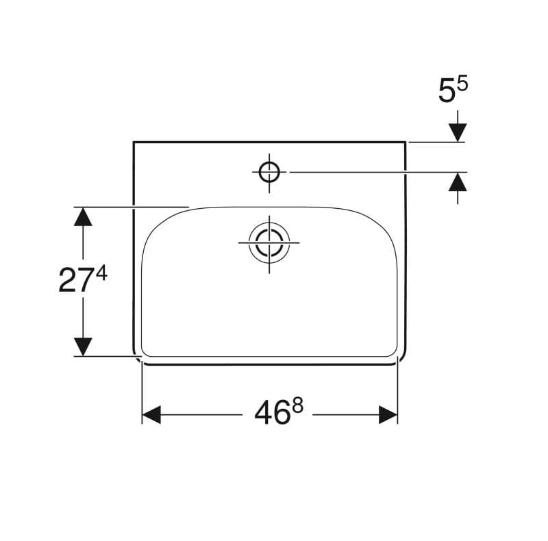  Geberit Malé umývadlo 50 x 41 cm, s otvorom pre batériu, s prepadom, Geberit Smyle Square G Smyle Square malé umývadlo 50x41cm, s otvorom, s prepadom