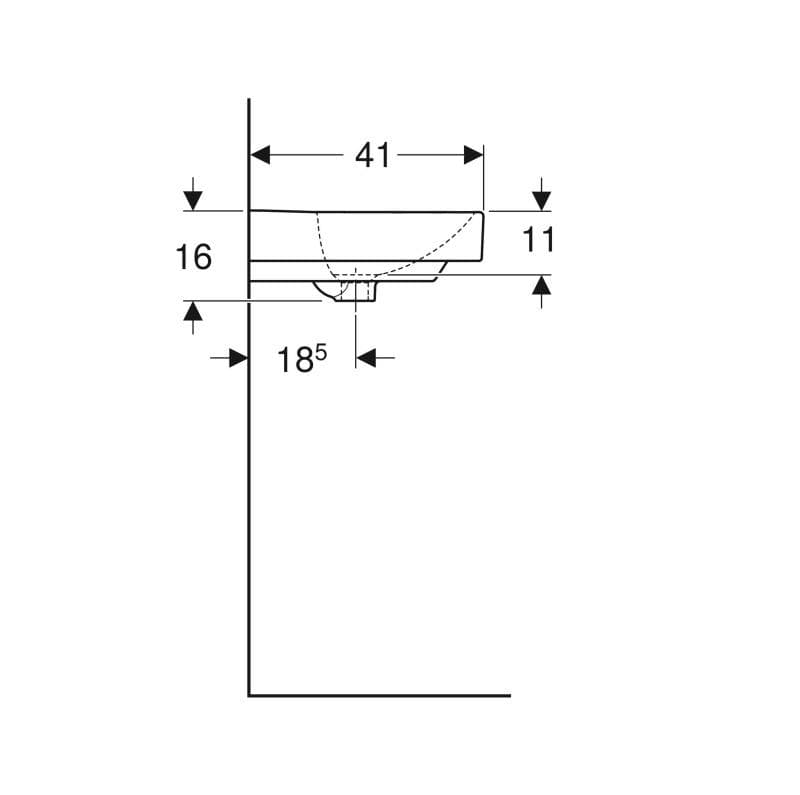  Geberit Malé umývadlo 50 x 41 cm, s otvorom pre batériu, s prepadom, Geberit Smyle Square G Smyle Square malé umývadlo 50x41cm, s otvorom, s prepadom