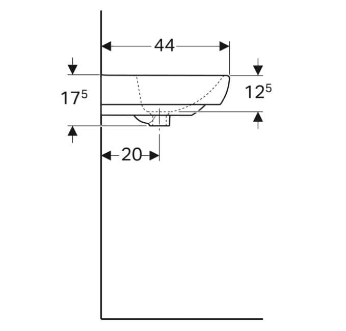  Geberit Umývadlo 55x44 cm, s otvorom pre barériu, s prepadom, Geberit Selnova Square G umývadlo 55 x 44 cm Geberit Selnova Square, s otvorom, s prepadom