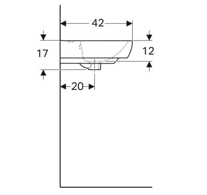  Geberit Malé umývadlo 50 x 42 cm, s otvorom pre batériu, s prepadom, Geberit Selnova Square G malé umývadlo 50 x 42 cm Geberit Selnova Square, s otvorom, s prepadom