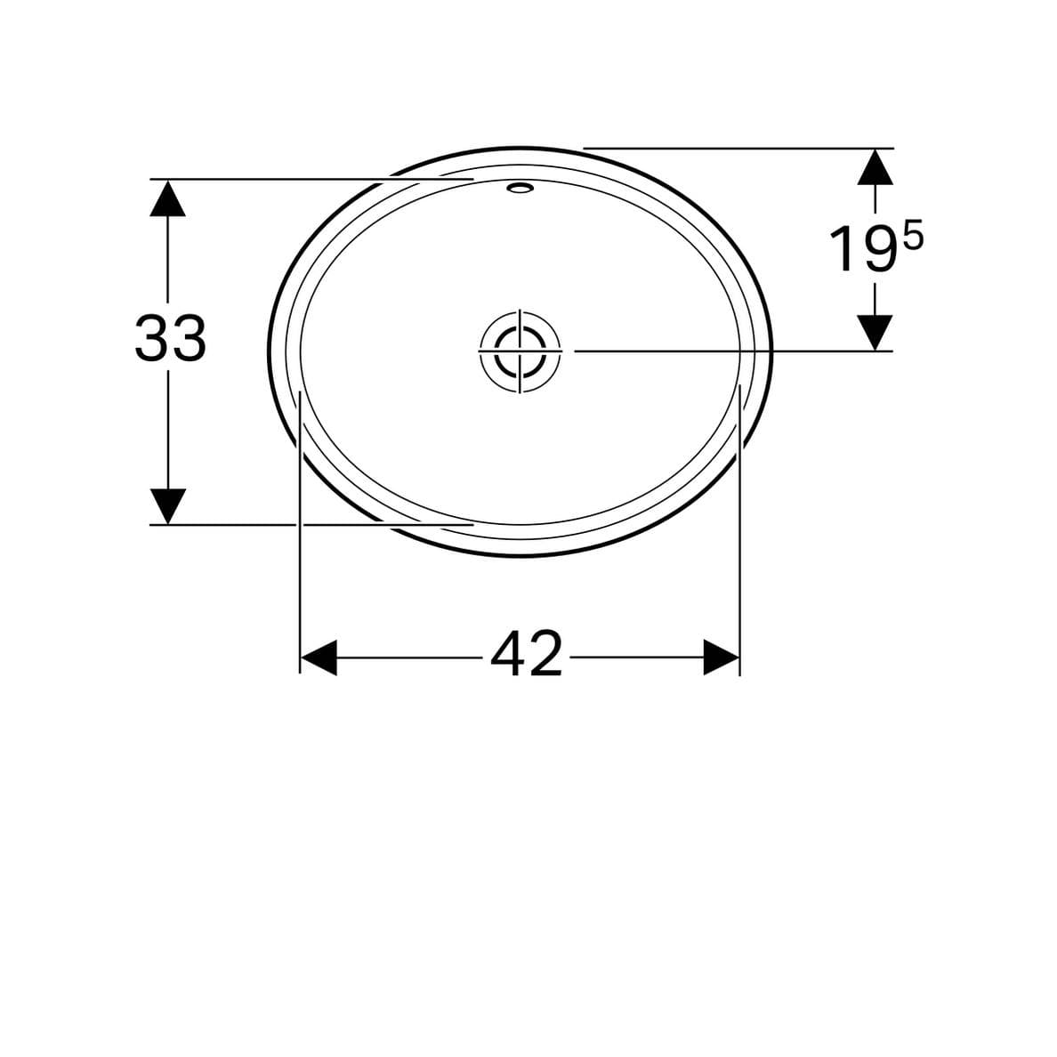  Geberit Vstavané umývadlo 48 x 42 cm oválne, s prepadom, Geberit VariForm G VariForm umývadlo vstavané, oválne, 48 cm, s prepadom