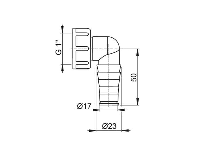  Alca Hadicová prípojka P0048 G1" 17 – 23  cm AL-ND  KOLIENKO PRIPOJKY SIFONU 1"/17-23