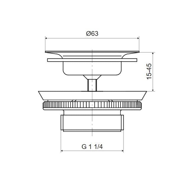  SLOVARM Výpusť umývadlová  P-967C/II, odpadový ventil G5/4", nerezová mriežka DN 63 mm P-967C/II ODPADOVY VENTIL G 1 1/4