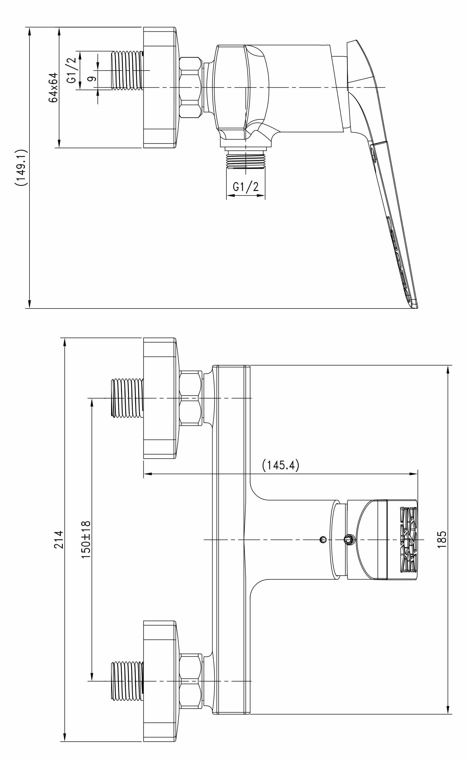  SAMTEK ASZ.2120 ZETA sprchová batéria páková SAMTEK, na stenu 150 mm (bez príslušenstva) ZETA SPRCHOVA BATERIA NASTENNA-150mm