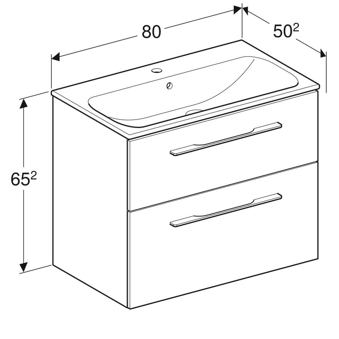  Geberit Súprava nábytkového umývadla Geberit Selnova Square 80 cm, so skrinkou pod umýv., 2 zásuvky, orech G Selnova Square súprava nábytkového umývadla 80 cm, so skrinkou 2 zásuvky, orech
