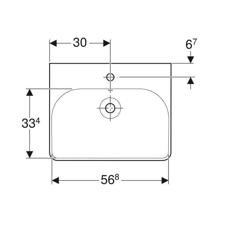  Geberit Umývadlo 60x48 cm, s otvorom pre batériu, s prepadom, Geberit Smyle Square G L91161000Smyle Square umývadlo 60x48cm, s otvorom, s prepadom