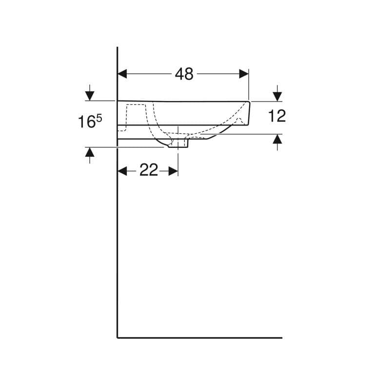  Geberit Umývadlo 60x48 cm, s otvorom pre batériu, s prepadom, Geberit Smyle Square G L91161000Smyle Square umývadlo 60x48cm, s otvorom, s prepadom