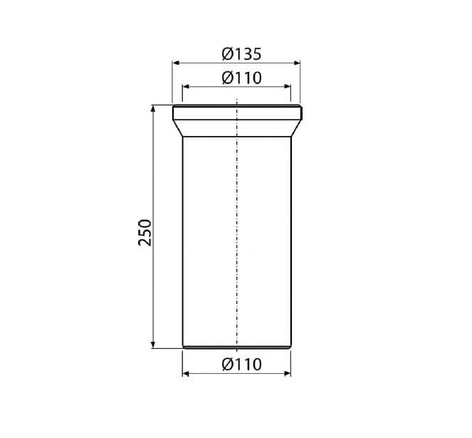  Alca Prípojka k WC A91-250 – nátrubok 250 mm AL-Dopojenie k WC-RURA 250mm,Q110
