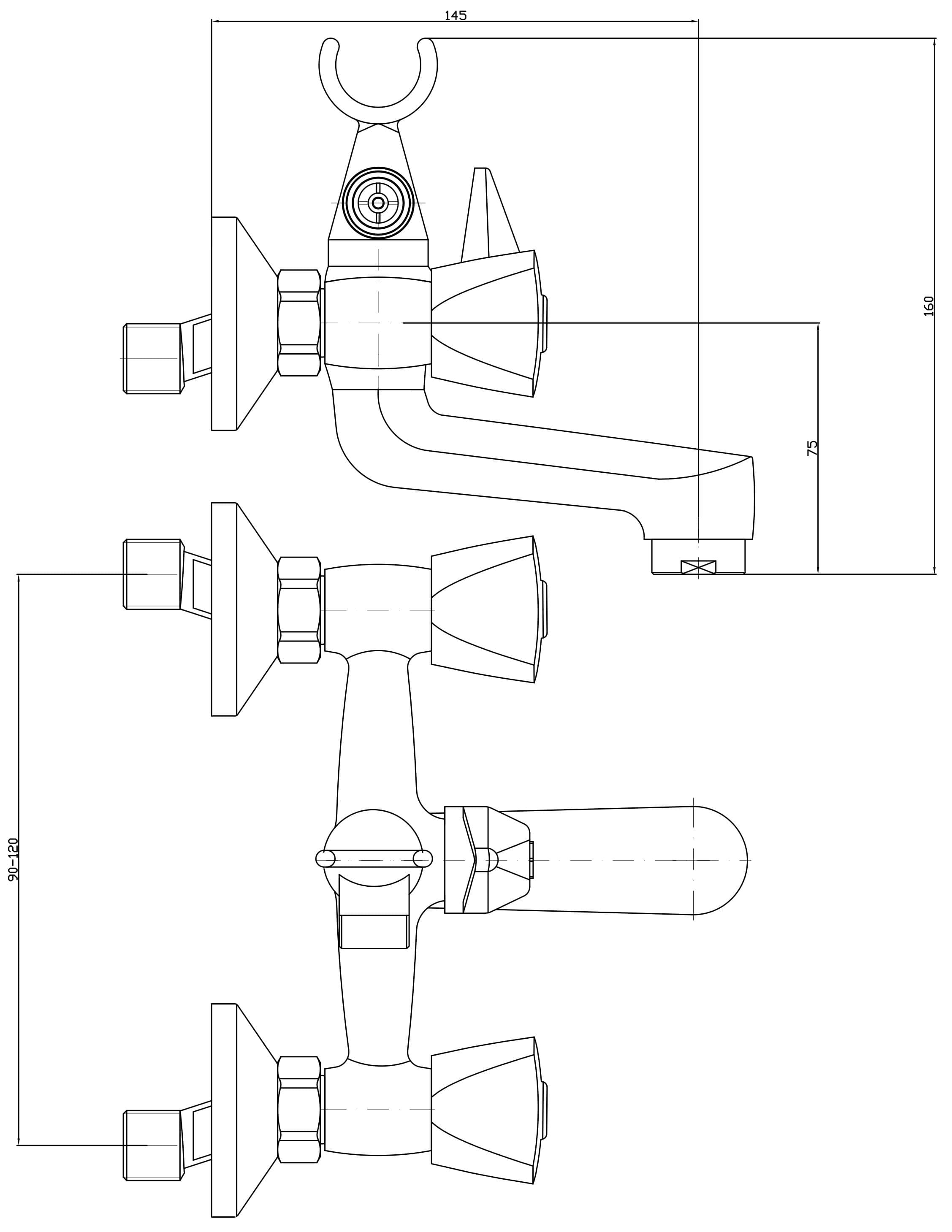  SAMTEK KBD901A03 Klasik Duo vaňová batéria SAMTEK na stenu 100 mm, s rukoväťami, (bez príslušenstva) KLASIK DUO VAN.NAST.BAT.-100mm