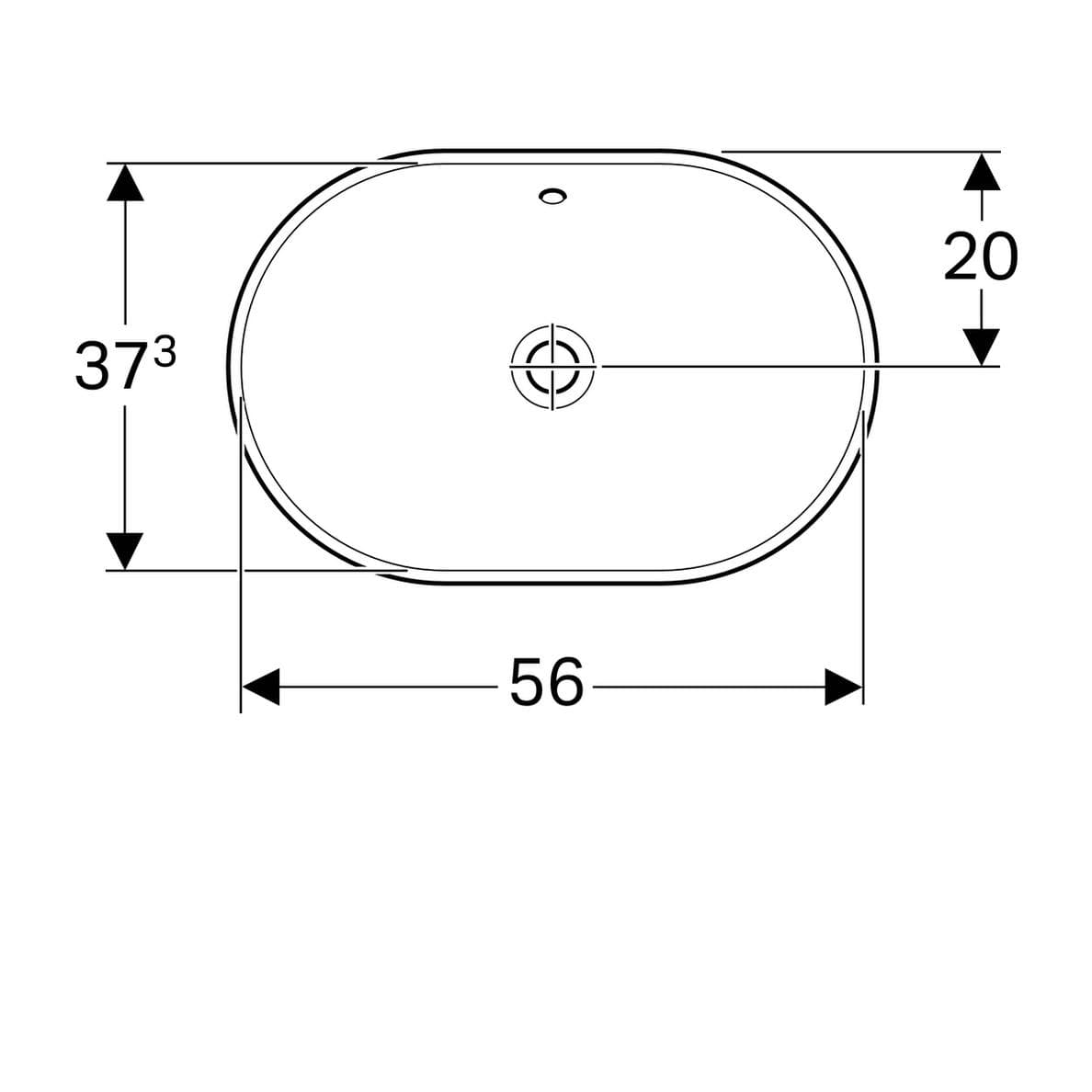  Geberit Zápustné umývadlo 60 x 40 cm elipsovité, s prepadom, Geberit VariForm G VariForm umývadlo zápustné, elipsovité, 60 cm, s prepadom
