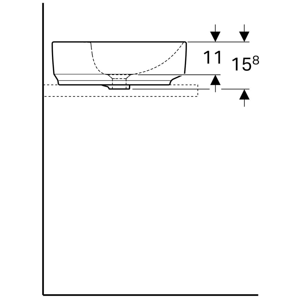 Geberit Umývadlo na dosku 45 cm okrúhle, s otvorom pre batériu, s prepadom, Geberit VariForm G VariForm umývadlo na dosku, okrúhle, 45 cm, s otvorom pre batériu, s prepadom