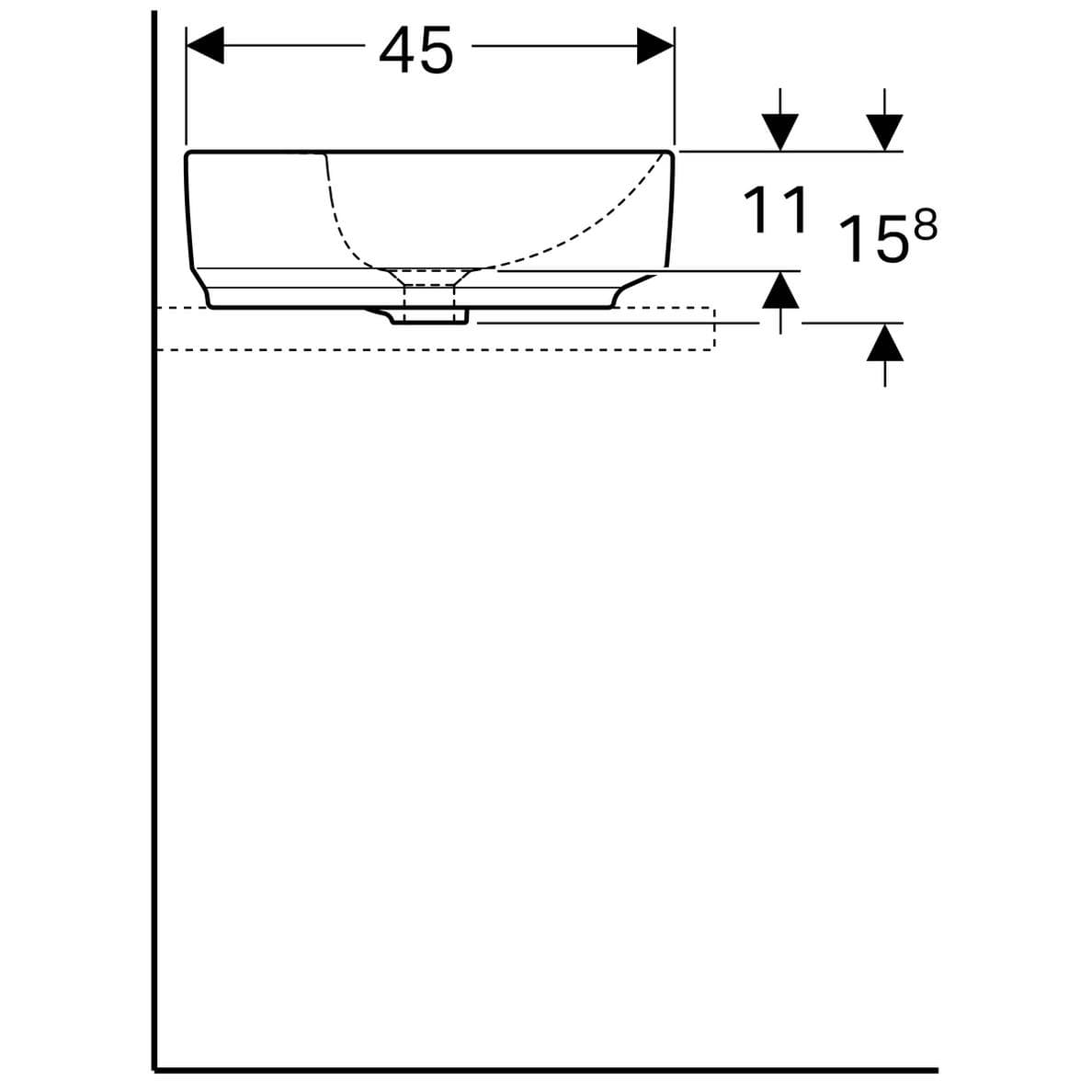  Geberit Umývadlo na dosku 60 x 45 cm oválne, s otvorom pre batériu, s prepadom, Geberit VariForm G VariForm umývadlo na dosku, oválne, 60 cm, s otvorom pre batériu, s prepadom