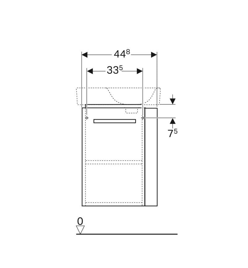  Geberit G Selnova Compact skrinka pod umývadlo, s držiakom, 44.8x60.4x25.2cm, svetlosivý/lakovaný matný G Selnova Compact skrinka pod umývadlo, s držiakom, 44.8x60.4x25.2cm, svetlosivý/lakovaný matný