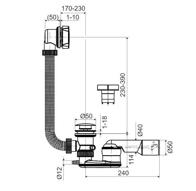  SLOVARM Vaňový sifón  T-1438K-III DN50/DN40, CLICK-CLACK, s kovovými krytkami, chróm T-1438K-III DN50/DN40 VANOVY SIFON KLIK