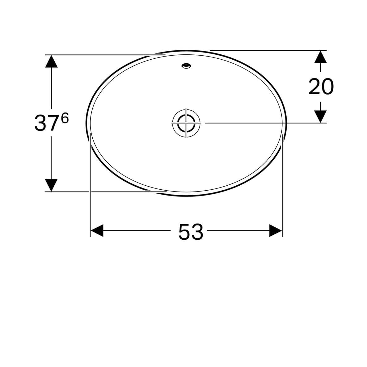  Geberit Zápustné umývadlo 55 x 40 cm oválne, s prepadom, Geberit VariForm G VariForm umývadlo zápustné, oválne, 55 cm, s prepadom