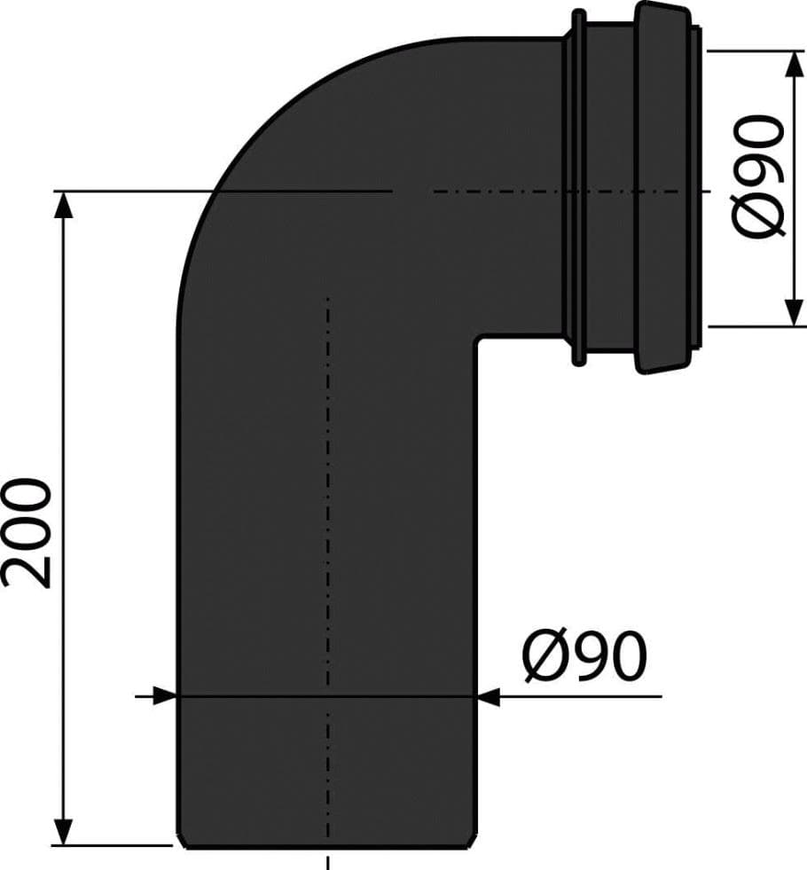  Alca Prípojka k WC M908 - koleno odpadu komplet DN90/90 AL-INS.KOLENO 90/90 komplet