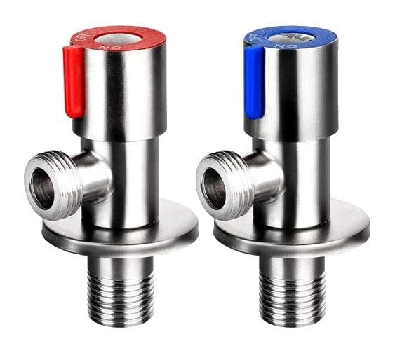 Rohový ventil 1/2"x1/2" nerezový s keramickým vrškom, sada - 2 ks (modrý/červený), TE-66N DN15