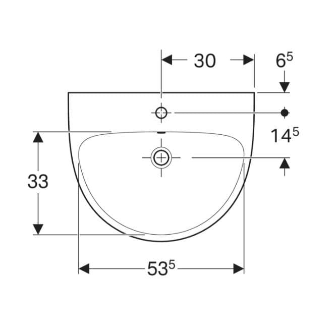  Geberit Umývadlo 60x48 cm, s otvorom pre batériu, s prepadom, Geberit Selnova G Selnova umývadlo 60 cm, s otvorom, s prepadom