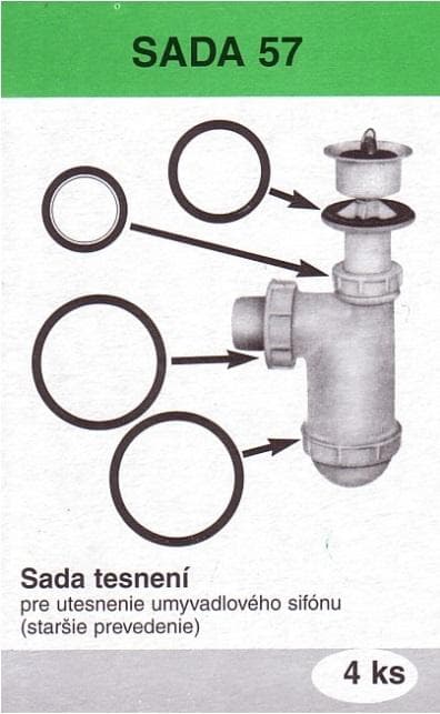  MP Sada 57 - sada 4 ks tesnení pre umývadlový sifón SADA 57 TES.PRE UMYVADL.SIFON