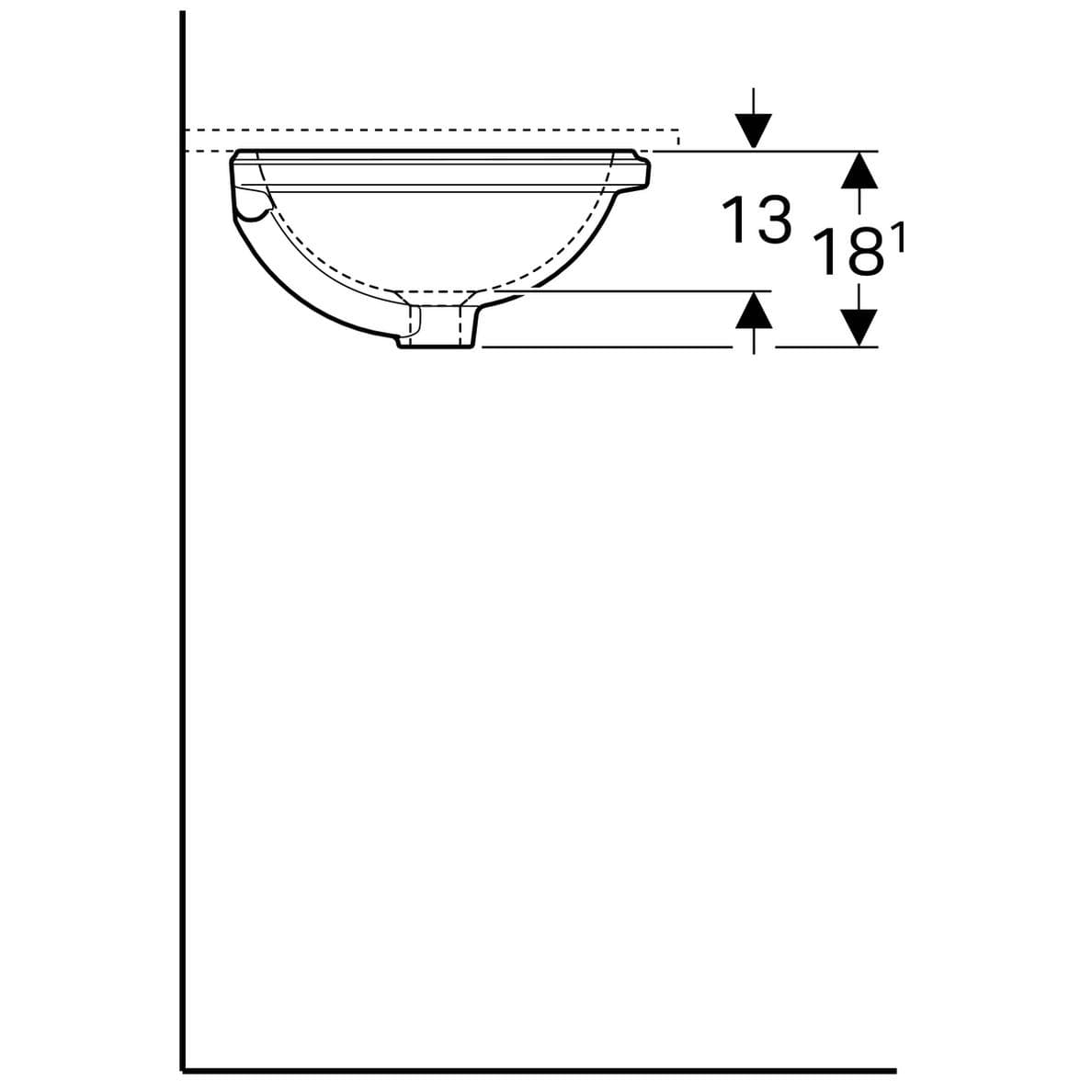  Geberit Vstavané umývadlo 39 cm okrúhle, bez prepadu, Geberit VariForm G VariForm umývadlo vstavané, okrúhle, 39 cm, bez prepadu