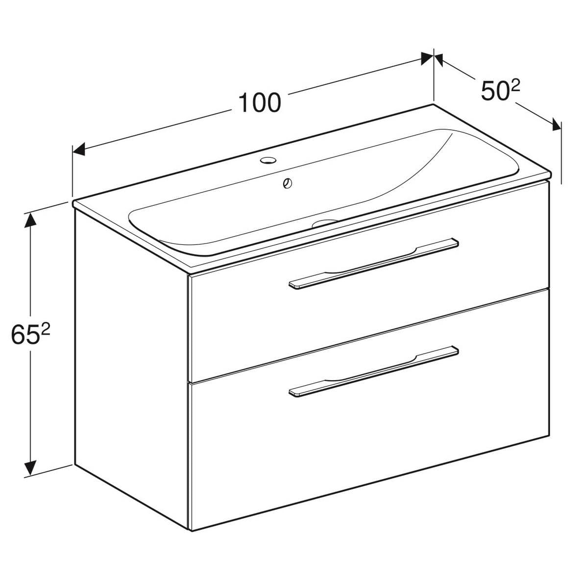  Geberit Súprava nábytkového umývadla Geberit Selnova Square 100 cm, so skrinkou pod umýv., 2 zásuvky, biela G Selnova Square súprava nábytkového umývadla 100 cm, so skrinkou 2 zásuvky, biela
