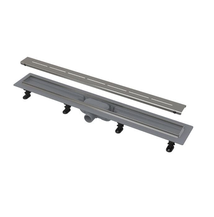 APZ18-650M SIMPLE Podlahový žľab s nerezovým okrajom pre perforovaný rošt, dĺžka 650 mm, s roštom