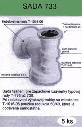 Sada 733 - sada 5 ks tesnení pre sifóny T-733 až 736.