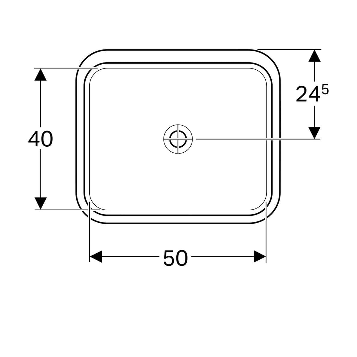  Geberit Vstavané umývadlo 58 x 49 cm pravouhlé, bez prepadu, Geberit VariForm G VariForm umývadlo vstavané, pravouhlé, 58 cm, bez prepadu
