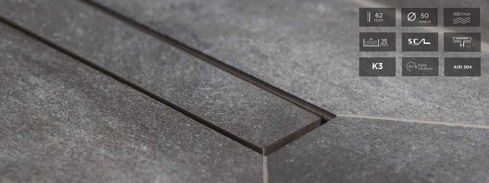  Peštan Confluo Kúpeľňový žľab Frameless Line dĺžka 650 mm CONFLUO Sprch.žľab Frameless Line 650