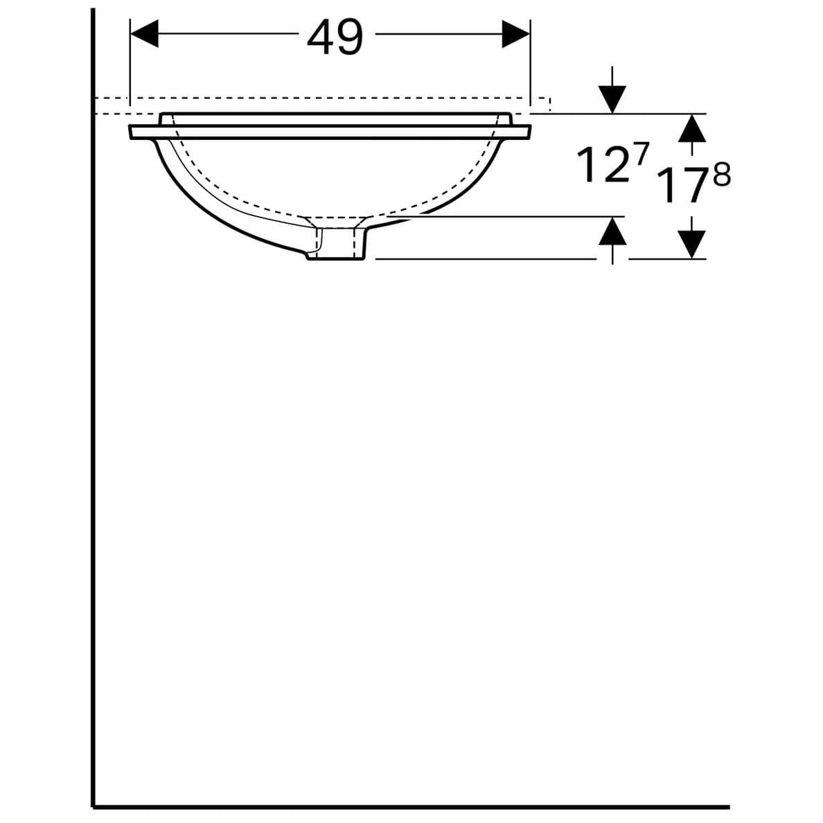  Geberit Vstavané umývadlo 58 x 49 cm pravouhlé, bez prepadu, Geberit VariForm G VariForm umývadlo vstavané, pravouhlé, 58 cm, bez prepadu