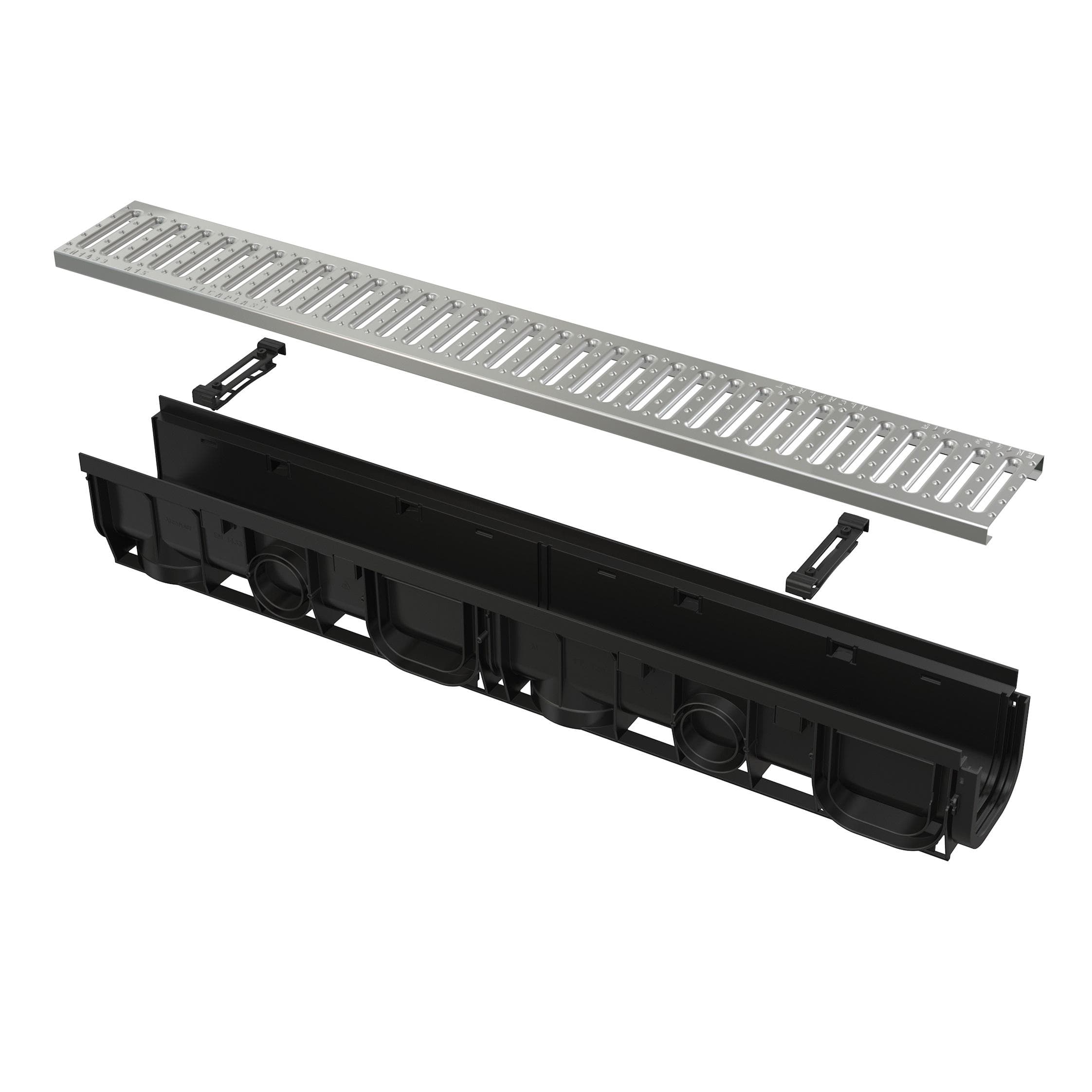 AVZ102-R102 Vonkajší žľab 100 mm s plastovým rámom a pozinkovaným roštom „C" profilu A15,