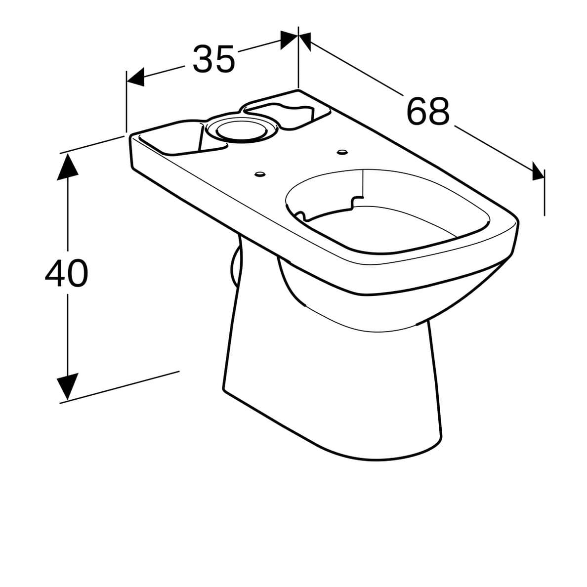  Geberit WC misa Rimfree Geberit Selnova Square, pre splachovaciu nádržku umiestnenú na WC mise, hĺbka 68 G Selnova Square stojacie WC Rimfree s hlbokým splachovaním, hranatý dizajn